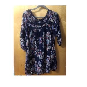 Floral Tunic-Navy